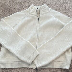 We The Free Free People White Zip-Up Sweater